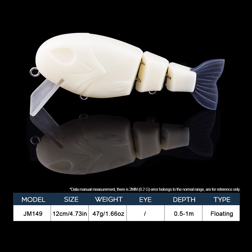 Hanlin DIY 2 uds 120MM 47G sin pintar multiarticulado Swimbait cola suave duro Señuelos de Pesca espacios en blanco Wobbler cebo flotante aparejos - imagen 3