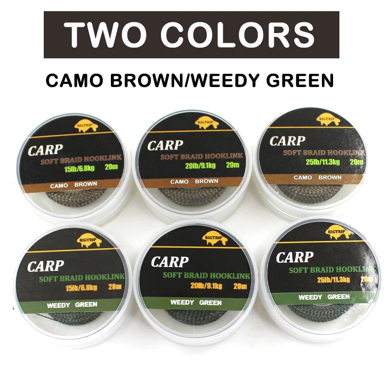Accesorios de pesca de carpa, 1 Uds., 20m, Weedy, verde/marrón camuflaje, hilo de pescar firmemente suave, equipo de aparejo para el cabello - imagen 3