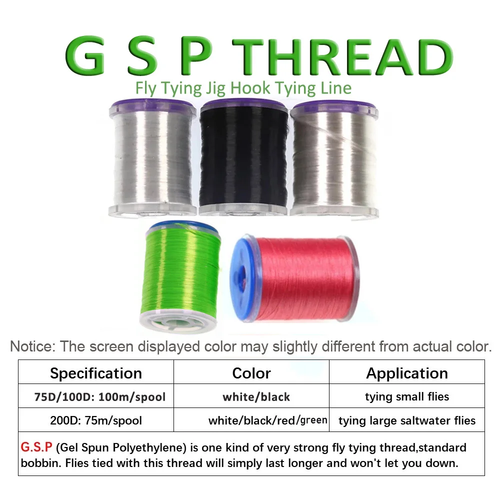 Wifreo-Hilo de polietileno para atar moscas 75D, 100D, 200D, GSP, para Lucio, plantilla, Salmon Streamer, pesca en agua salada, moscas, atado, blanco - imagen 2