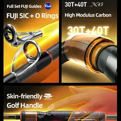 Caña de Pescar HISTAR Butterfly 30T+40T de Largo Alcance, con Guías FUJI SIC, Acción Rápida XF/F, para Señuelos y Pesca con Mosca