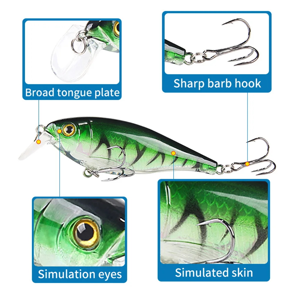 Señuelo de pesca Crankbait, cebo de Lucio Minnow, 8,7 cm, 12g, Wobblers de buceo, Swimbait con 2 triples para accesorios de pesca de agua dulce - imagen 5