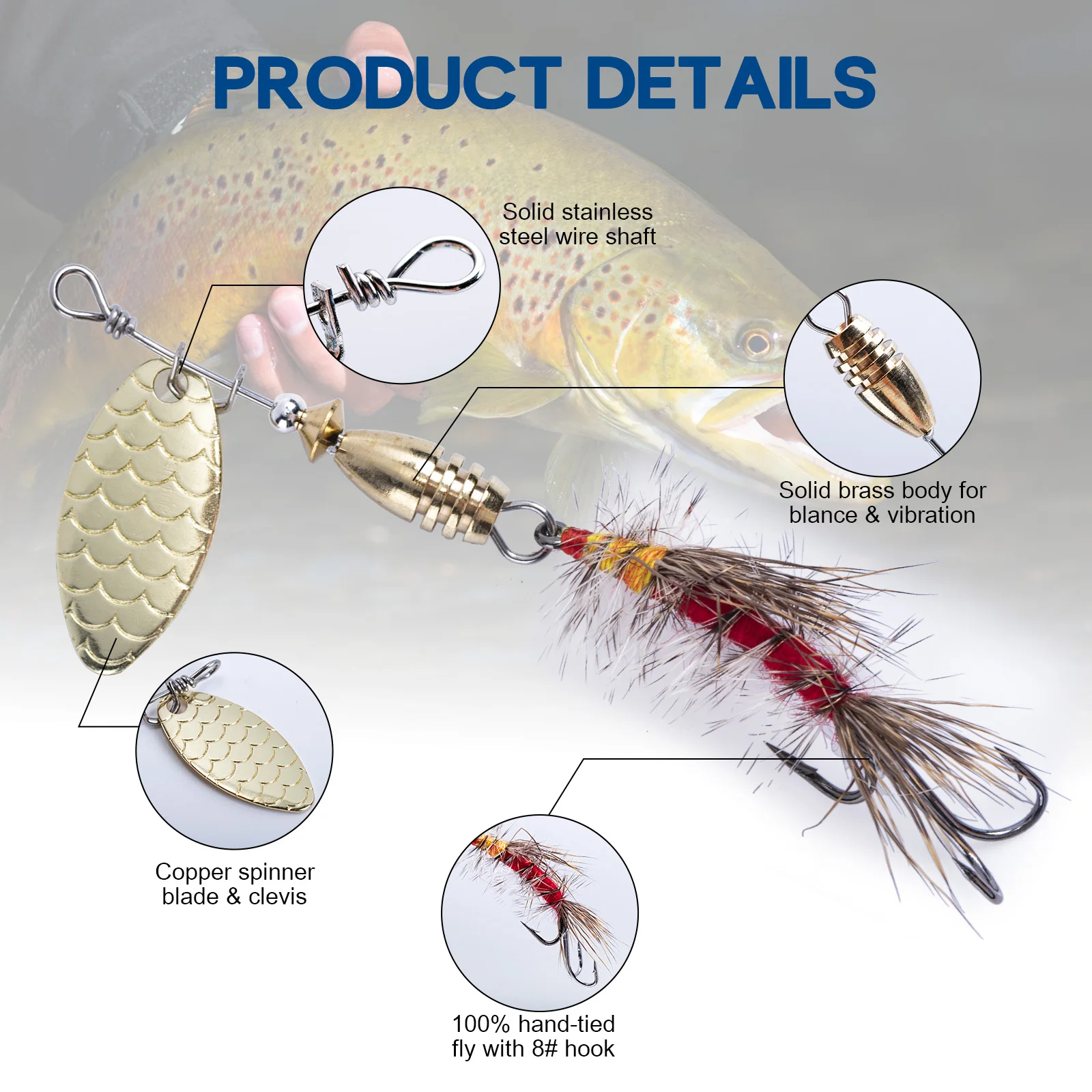 Goture 1/caja Spinner cuchara cebo de Metal señuelo de Pesca lentejuelas Crankbait cuchara cebos para lubina trucha perca Lucio accesorios de Pesca - imagen 4