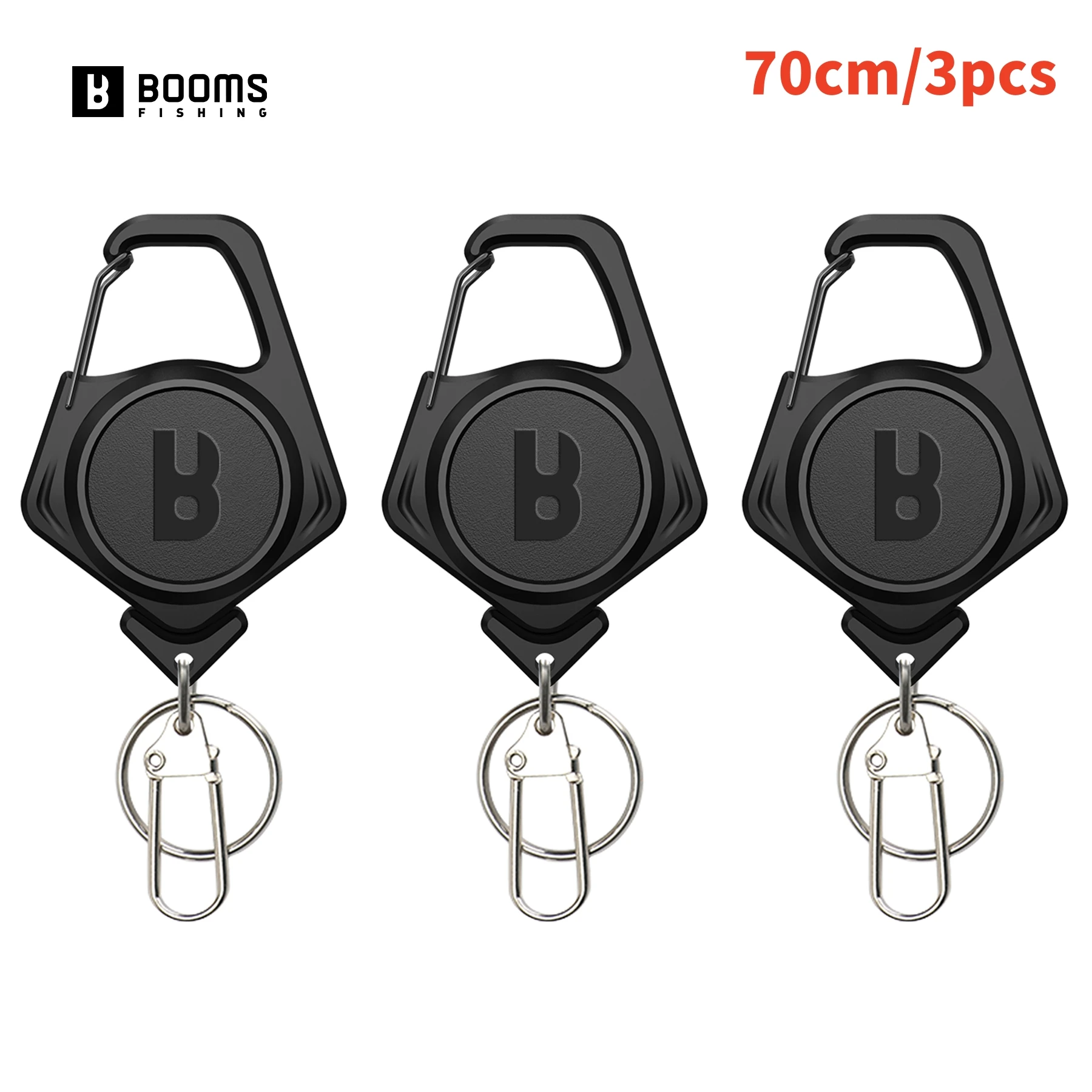Retractor Booms Fishing Zinger, 3 uds., Retractor de pesca con mosca con cordón retráctil de 27,5 ", llavero para tijeras clave, herramienta portátil