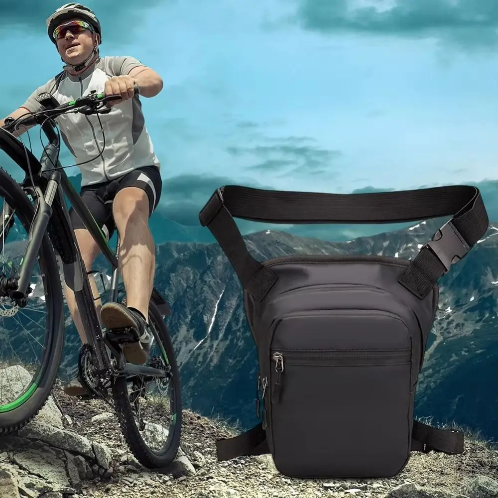 Bolsa de pierna caída para ciclismo de gran capacidad, riñonera multifunción de cuero PU con cremallera, bolsa de pecho de viaje duradera ajustable para senderismo - imagen 3