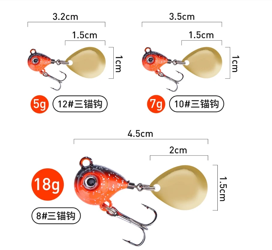 Juego de Señuelos de Pesca 5g 7g 18g Wobble giratorio Metal VIB Spinner cuchara Jig Señuelos de Mar con cebos duros artificiales lentejuelas para pesca con caña - imagen 3