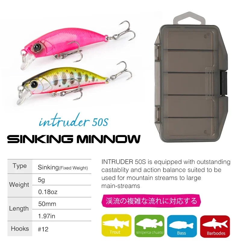 TSURINOYA 5 uds Set 5cm 5g 5 uds hundimiento Minnow pista de intrusión Artificial Jerkbait cebo duro Lucio Wobbler señuelo de pesca Crankbait - imagen 2