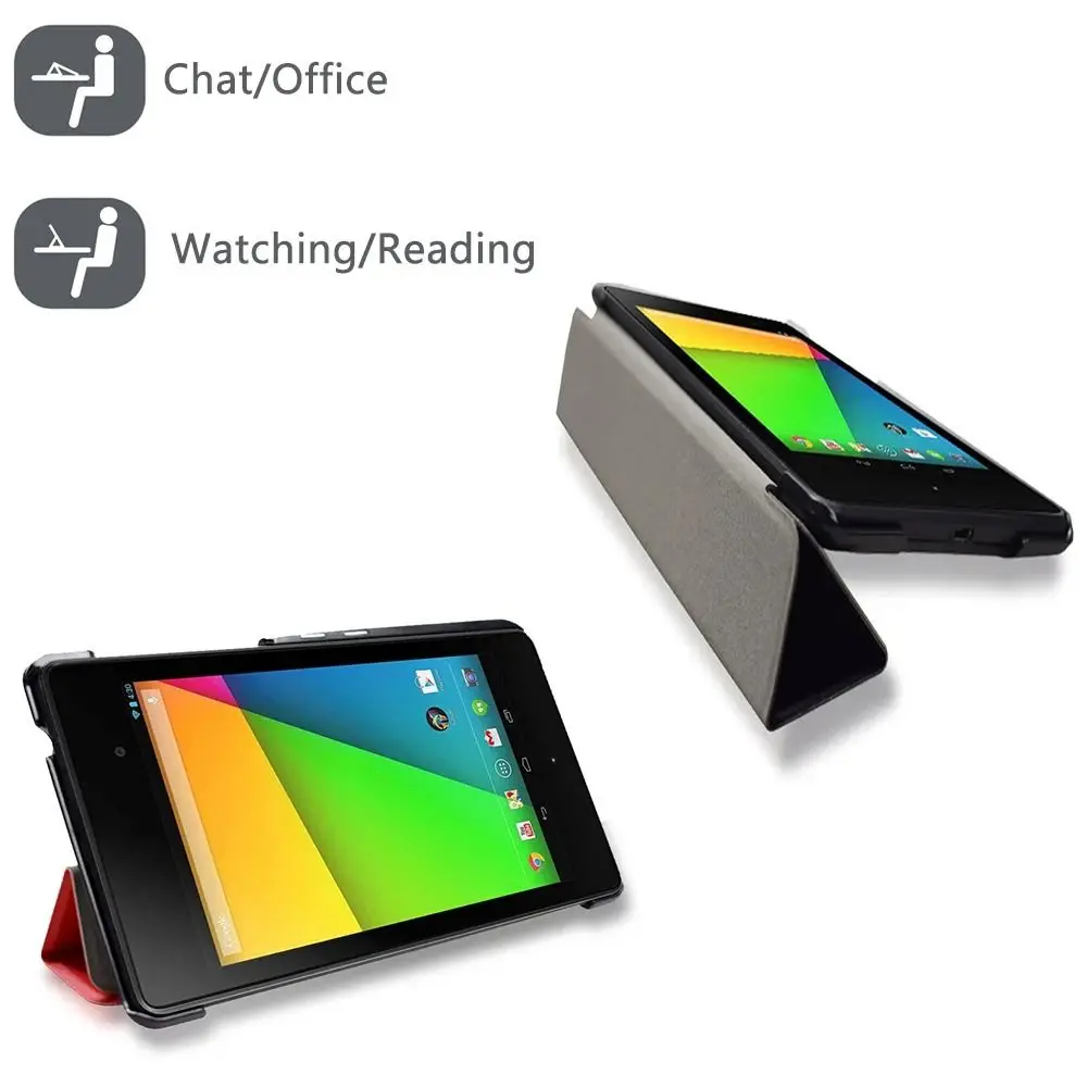 Funda para tableta Auto Sleep/Wake con soporte Funda para tableta a prueba de golpes Cuero resistente al desgaste para Google Nexus 7 FHD 2.a (2a generación.2013) - imagen 4