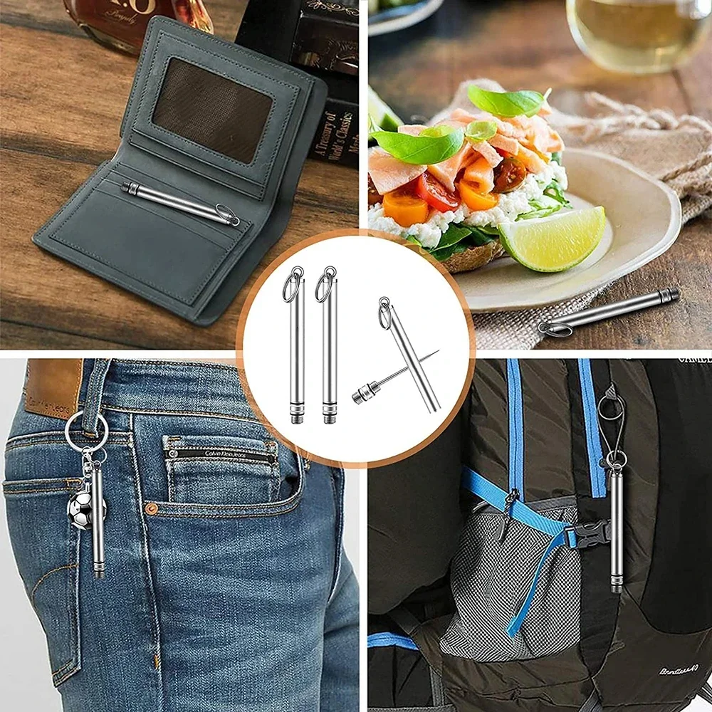 Herramienta portátil de aleación de titanio para exteriores, palillo de dientes de latón, combinación creativa de acero inoxidable, fruta - imagen 5