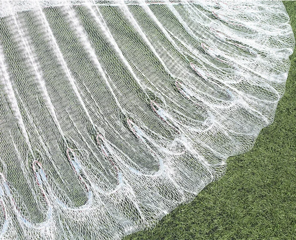 Lawaia-Red de fundición tradicional, hilo de nailon blanco, Lron colgante de acero, peso, redes de pesca, lanzamiento a mano, Red de aterrizaje, captura de peces - imagen 4