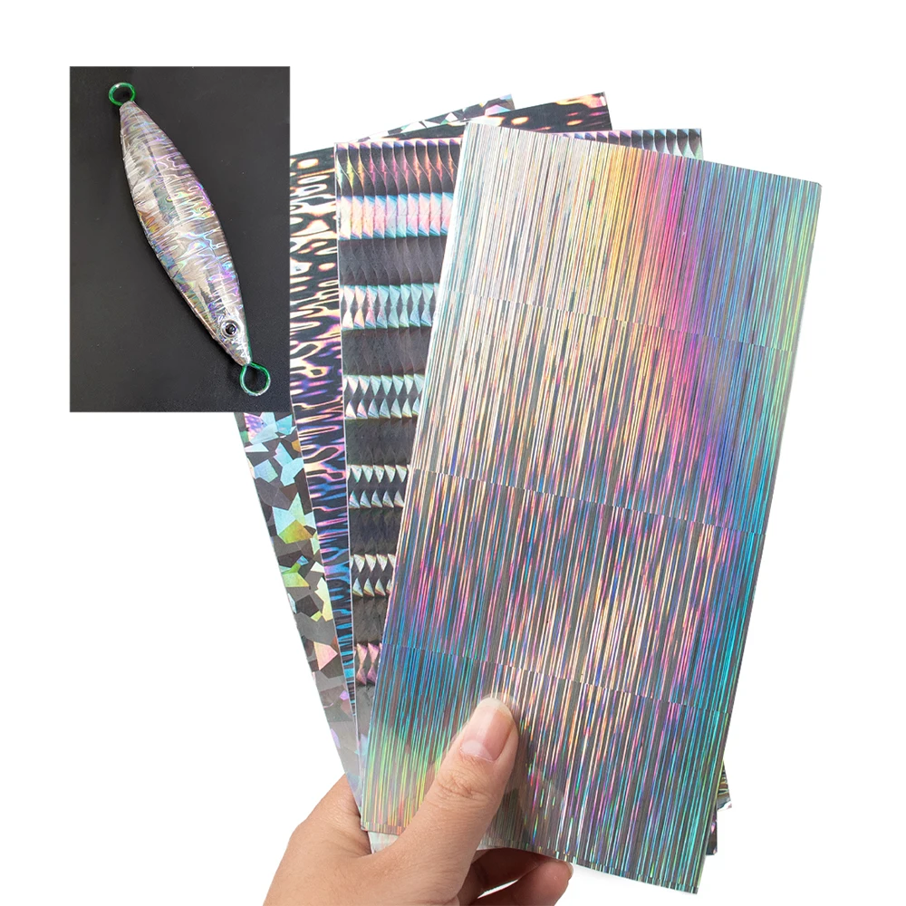 Linoriver-película adhesiva holográfica de 10 piezas, pegatina de señuelo de pesca, hoja de Flash, Material duro de fabricación de piel, 10x10/10x20cm - imagen 2