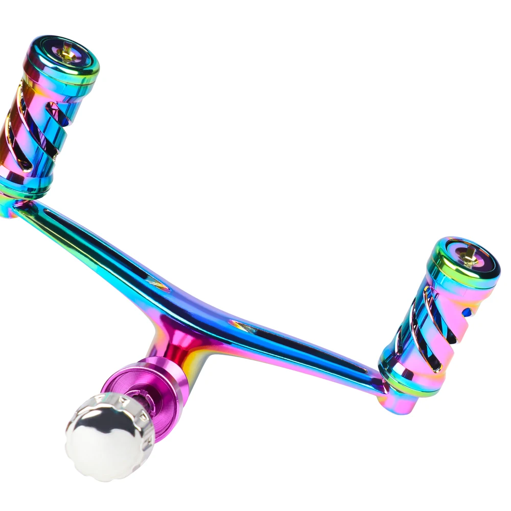 Mango de carrete de pesca de Metal colorido DIY para carrete giratorio S, mango de repuesto de doble perilla, accesorios de pesca - imagen 4