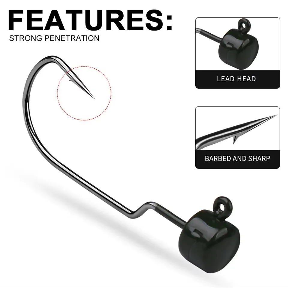 WALK FISH 5 unids/lote 3,5g 5g 7g anzuelo con cabeza de plomo insecto suave Micro-señuelo usado pesca salvaje lubina con pico hacia arriba mejora la nitidez - imagen 4