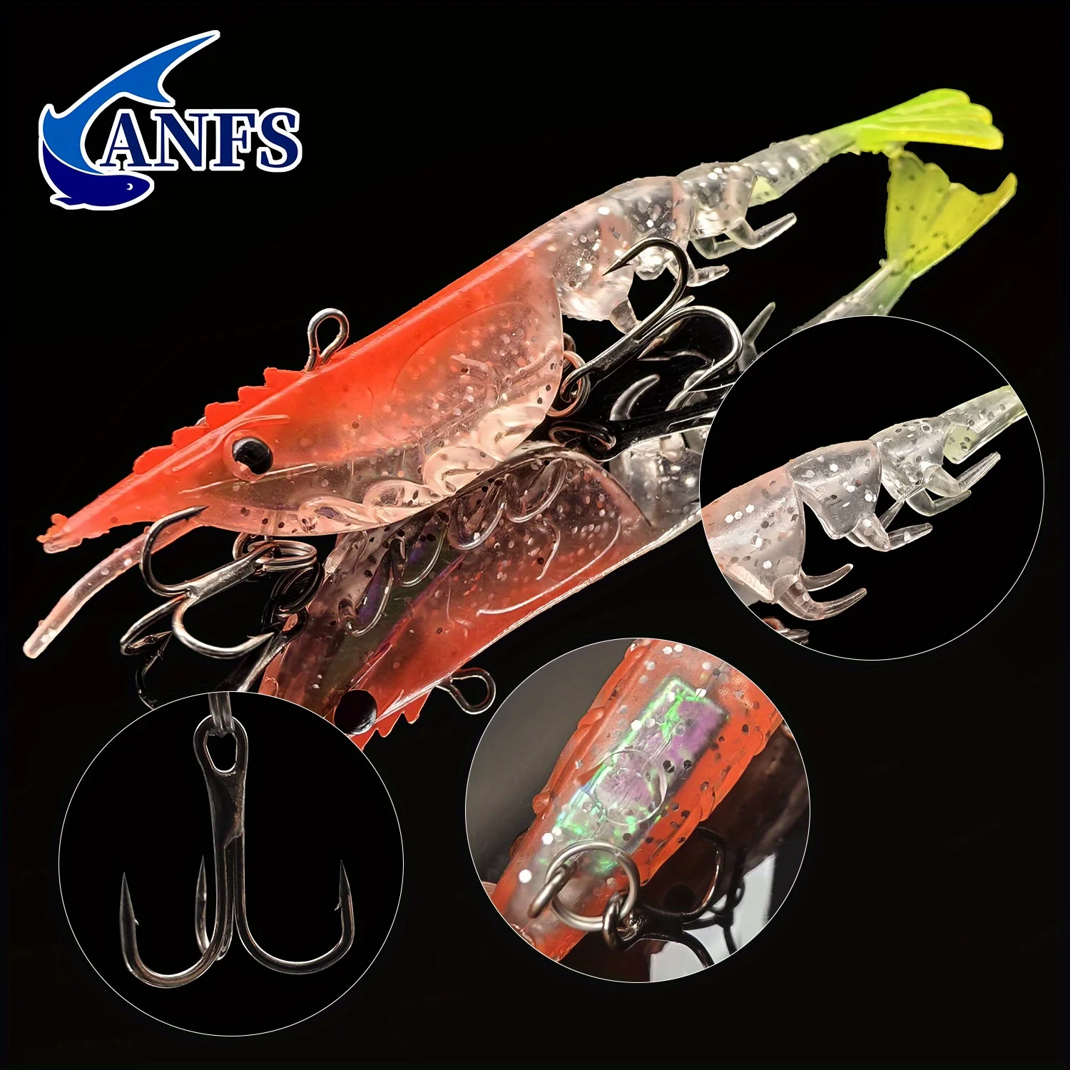 ANFS-señuelos de pesca de camarones realistas, cebo Artificial blandos multiarticulado para agua salada y dulce, 1 ud. - imagen 4