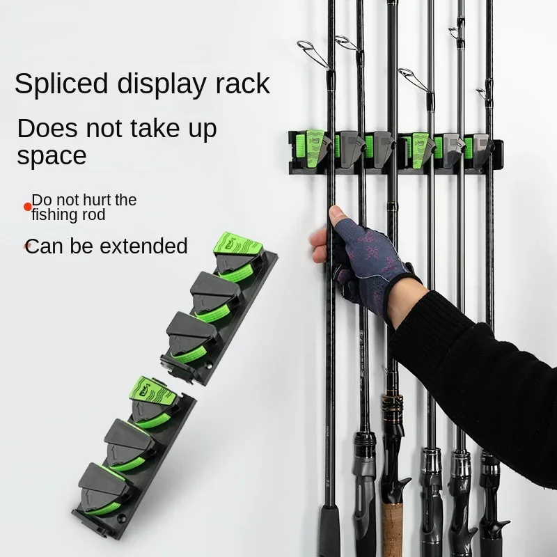 Soporte mural para cañas de pescar – Estante empalmable sin taladro