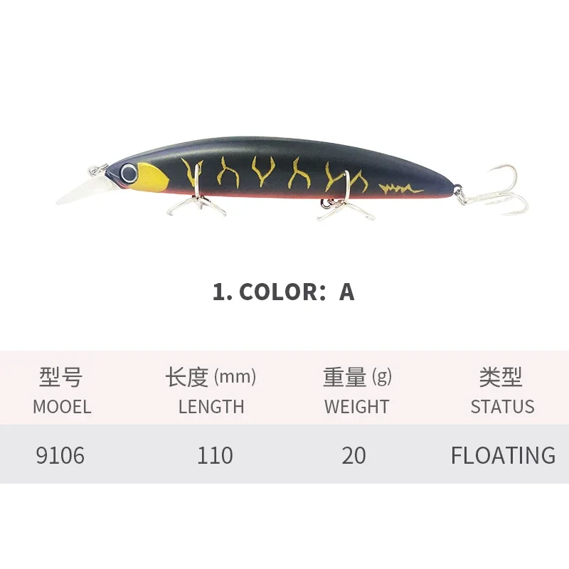 Señuelo de pececillo flotante de 110mm, 20g, 1 Uds., cebo Artificial de fundición larga, Wobblers de Pesca para lubina de agua dulce, accesorios de Pesca Swimbait - imagen 5