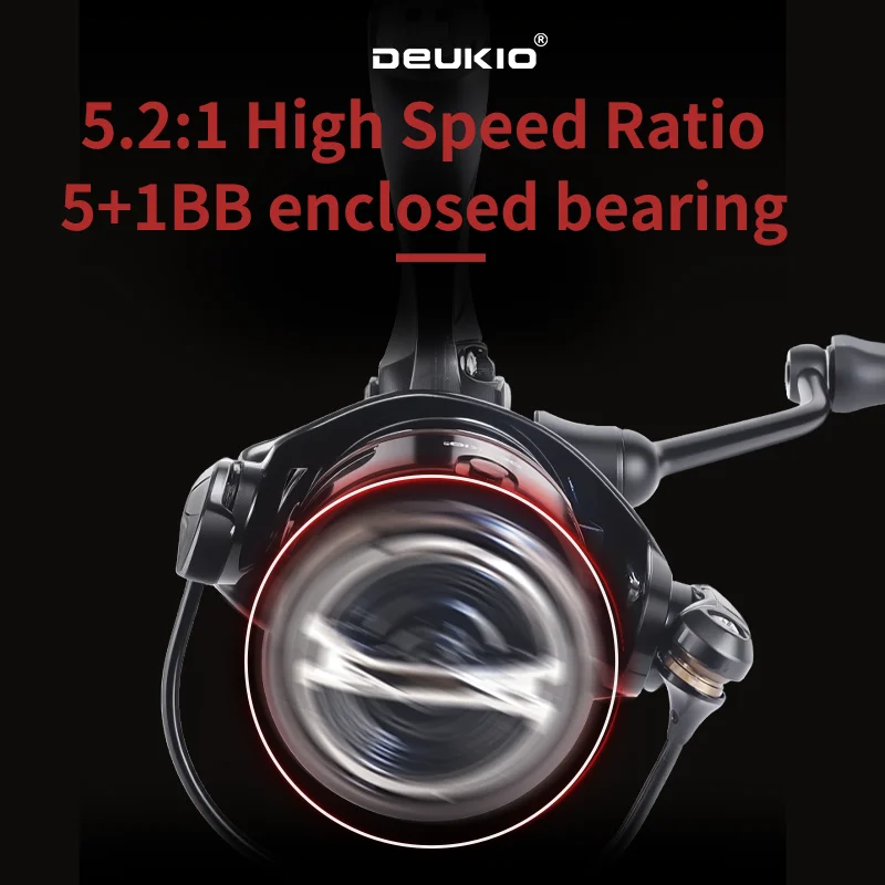 Carrete giratorio DEUKIO 145g ultraligero 5 + 1BB 5,2: 1 relación de engranaje carrete de tallado CNC 6kg/13lb carrete de pesca de arrastre máximo agua salada - imagen 5