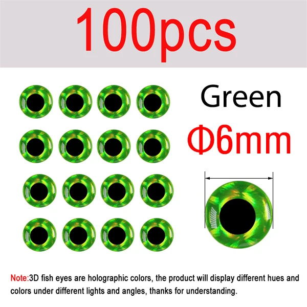 100pcs green 6mm