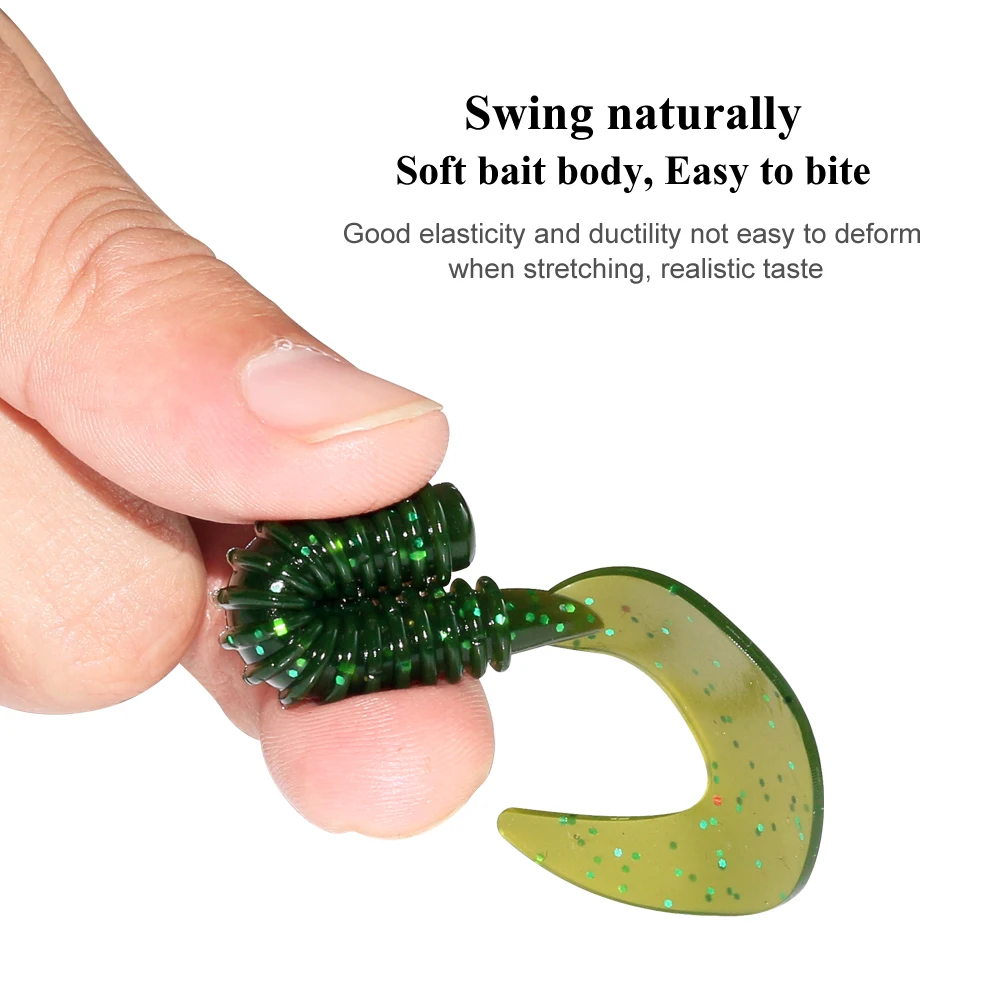 Nuevo Kit de Señuelos de Pesca blandos de 36 Uds., juego de señuelos de silicona, cebo Artificial, gusano con manivela, anzuelo con cabeza de plantilla, accesorios para aparejos de pesca - imagen 4