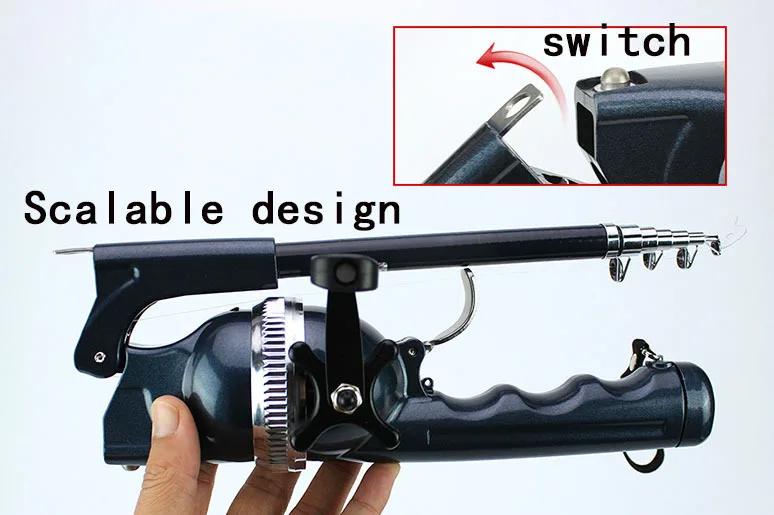 Mini caña de pescar plegable portátil, postes telescópicos con línea de carrete, cañas de viaje para peces, caña giratoria plegable, juego de carretes de pesca - imagen 5