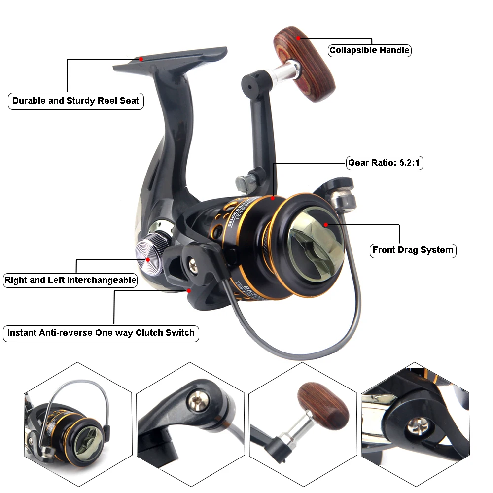 Juego completo de caña de pescar, kit con caña de pescar telescópica y carrete giratorio, cebos, anzuelos, juego de poste de viaje - imagen 4