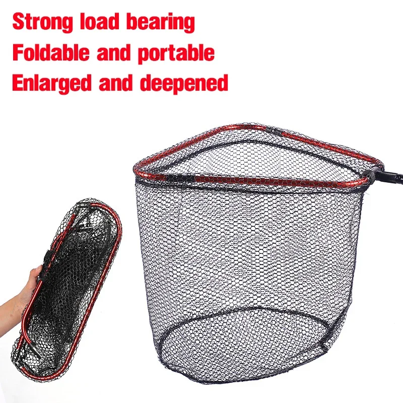 Red de aterrizaje de peces recubierta de goma de aleación de aluminio, red de pesca con mosca de mar telescópica plegable, red de pesca flotante de 40cm/60cm/65cm - imagen 2