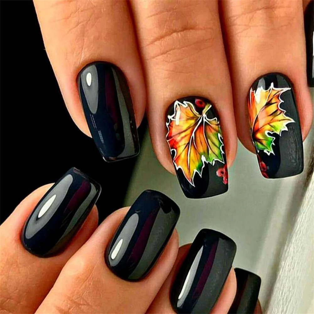 Pegatinas para manicura de 1/2/3 piezas, hoja de arce, diseño Único, impresionante, fácil de usar, para invierno - imagen 3