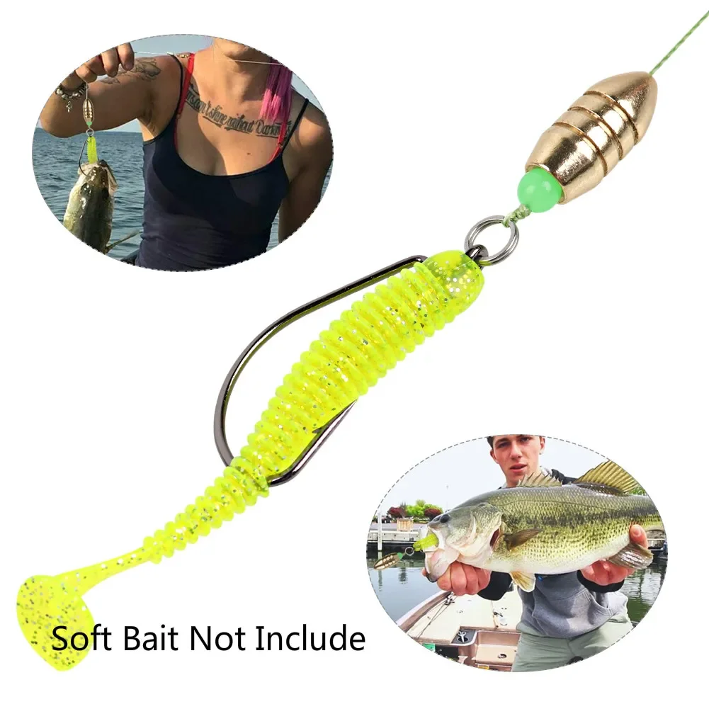 Sougayilang-Juego de anzuelos de pesca de plomo de cobre profesional con cuentas luminosas y caja de aparejos para pesca en agua salada - imagen 4