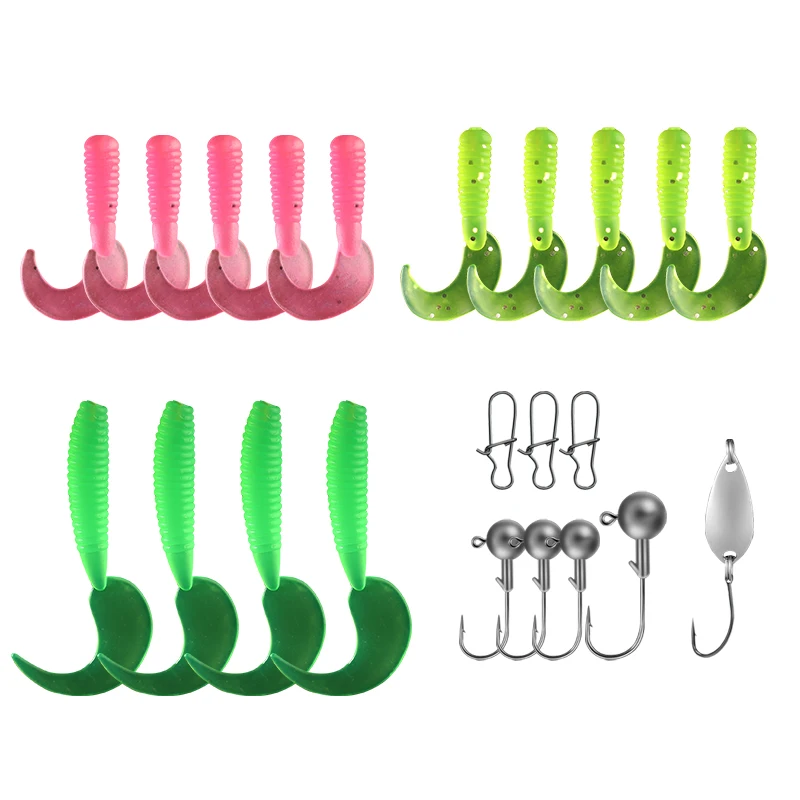 Señuelo Artificial suave de gusano, anzuelo de cabeza plomada, 5,5 cm, 1,7g, 3,5g, isca Perch, proteína, equipo de Pesca, 23 piezas - imagen 4