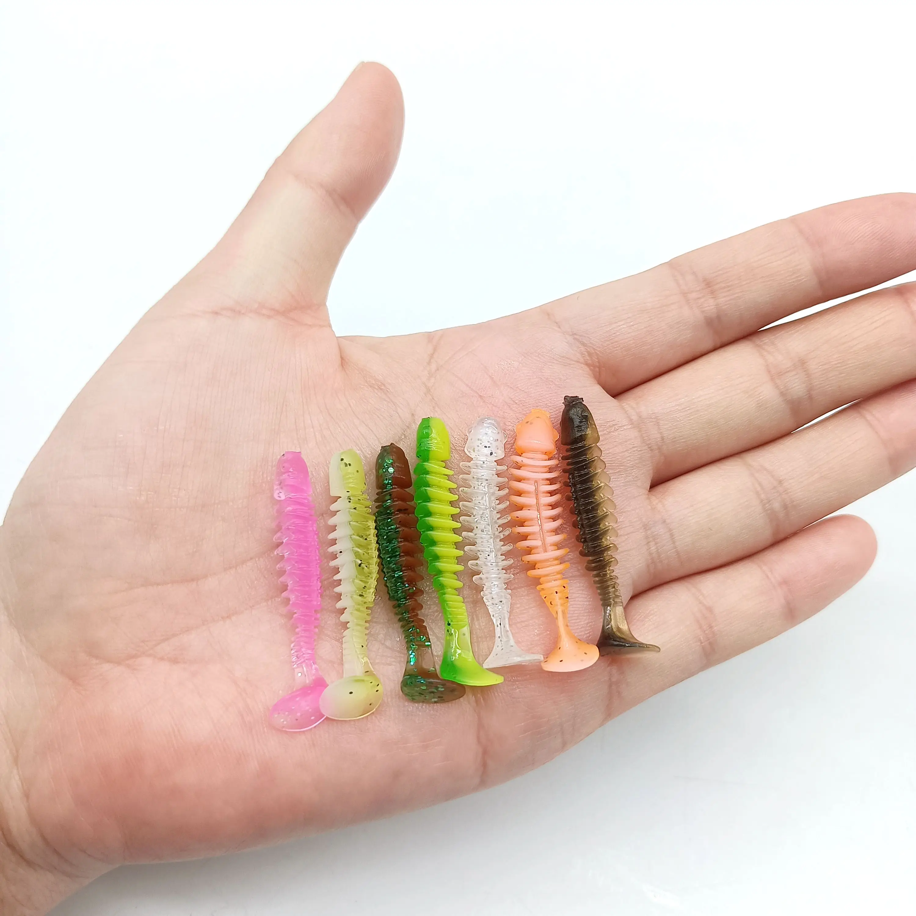 DUODUOYU 10 Uds. Señuelos de pesca blandos con cola en T 40mm/50mm/65mm cebos de plástico Swimbait señuelo de Jigging cebos artificiales aparejos de pesca - imagen 2