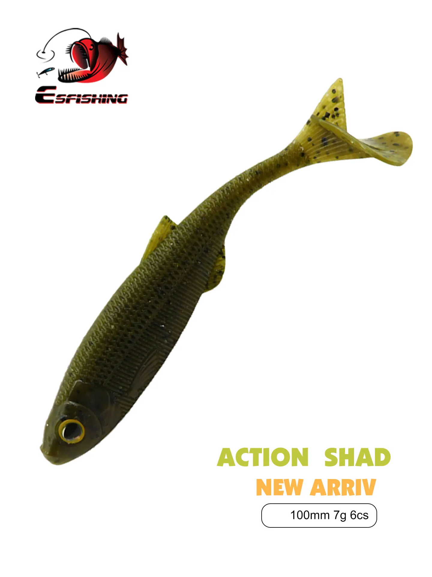 ESFISHING 2025 nuevo señuelo de pesca cebo suave ACTION SHAD 4in cebo artificial señuelo de plástico para Lucio perca lubina