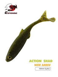 ESFISHING 2025 nuevo señuelo de pesca cebo suave ACTION SHAD 4in cebo artificial señuelo de plástico para Lucio perca lubina
