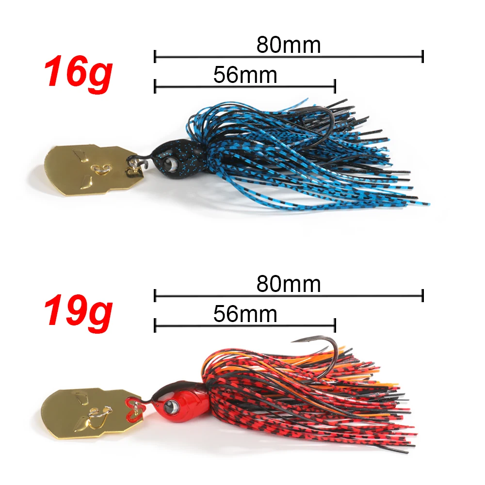 Chatterbait-Señuelos de Pesca de 16g y 19g, faldas de silicona, cuchara con hoja oscilante, anzuelo con cabeza de plantilla de goma, Swimbait de alambre, 1-3 uds., cebo giratorio - imagen 2