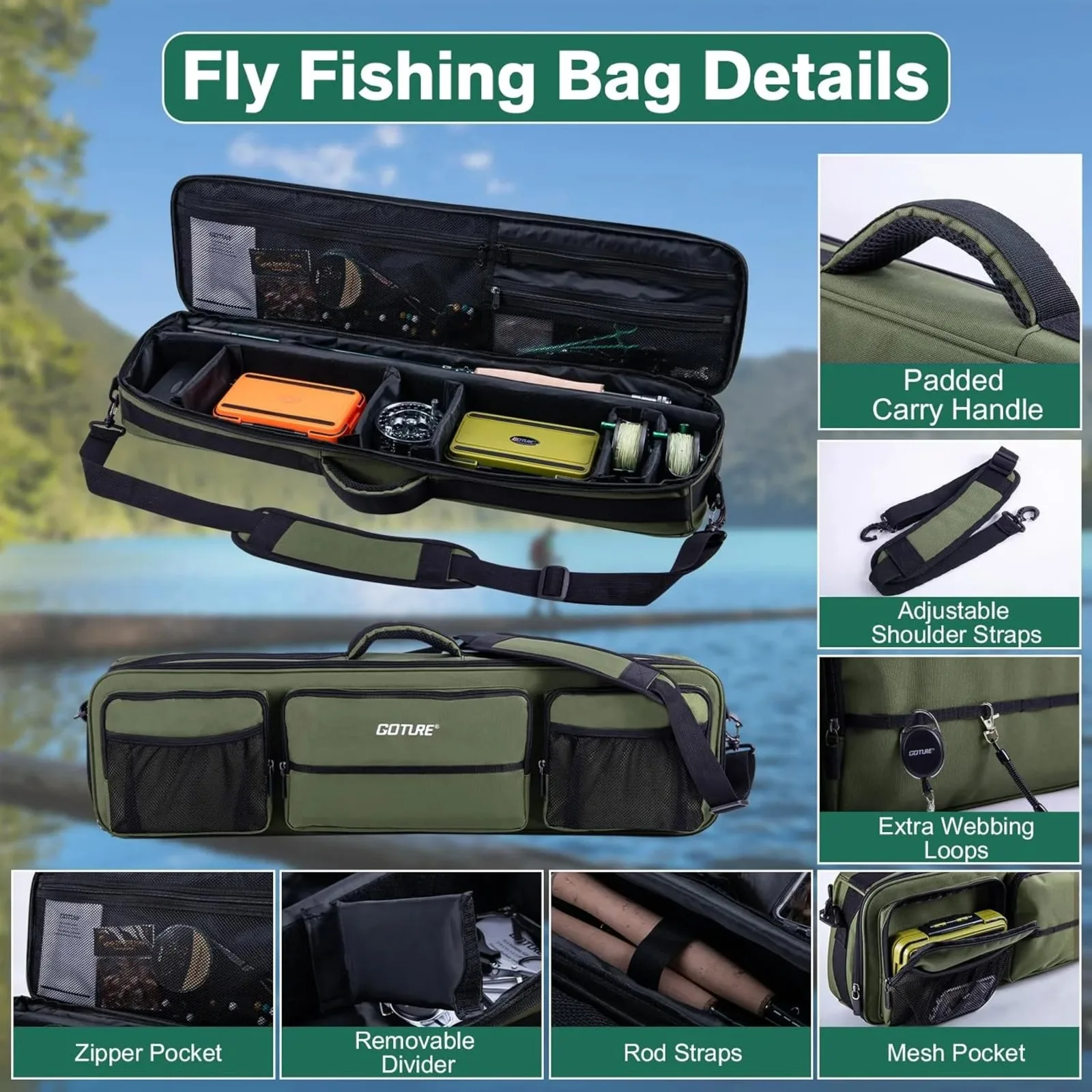 Kit pesca a mosca Goture – Caña carbono 9 pies y carrete CNC - imagen 2