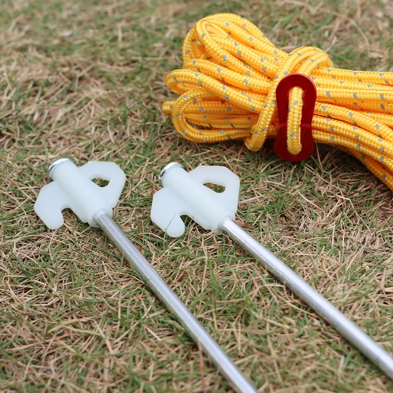 1-4 Uds. De clavos luminosos para acampar al aire libre, estaca de cuerda para clavos de acero, dosel de playa, tienda grande, accesorios para acampar a prueba de viento - imagen 3