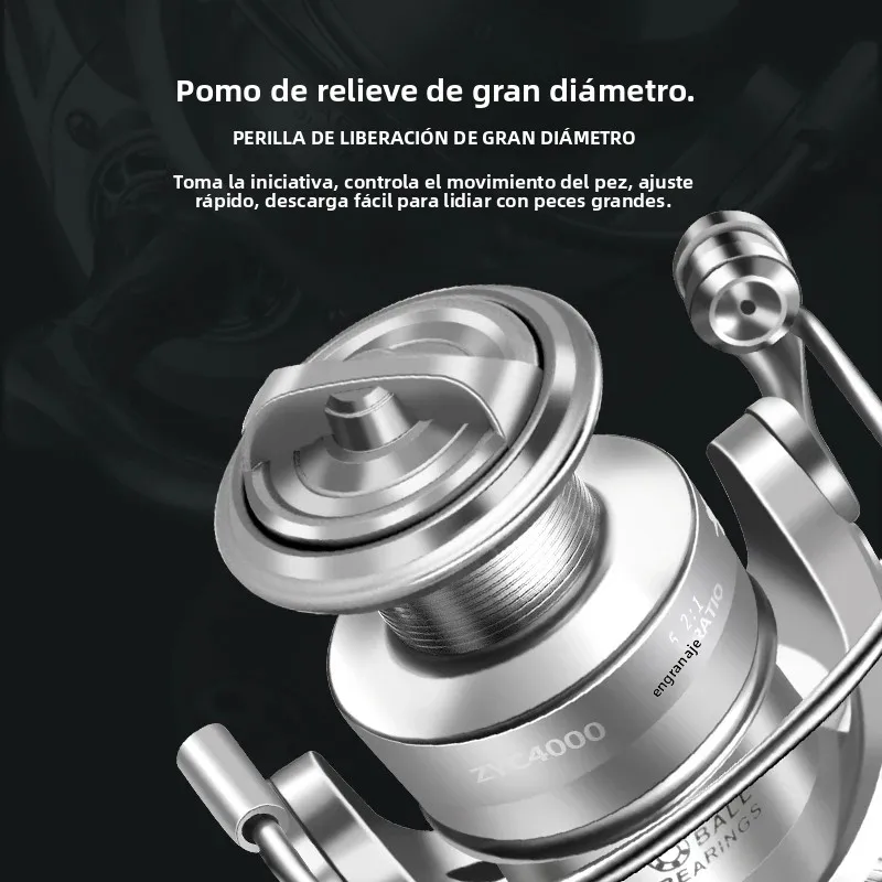 Huidiao ZYC carrete giratorio suave 10KG arrastre máximo 5,2: 1 relación de engranaje carrete de pesca con señuelo carrete de Metal y mango para Lucio trucha - imagen 3