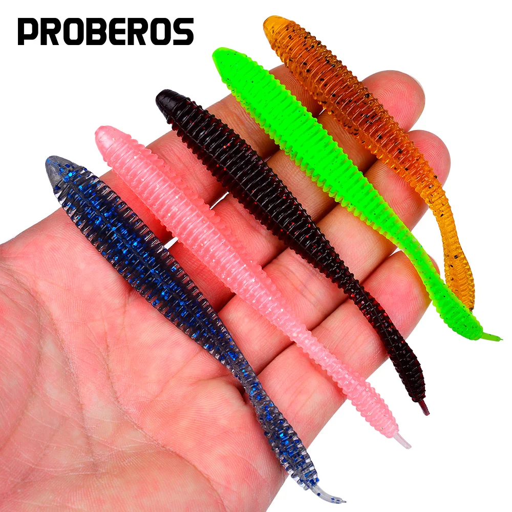 PROBEROS 10 Uds señuelo de pesca suave simulación gusano 10cm 3g señuelos artificiales realistas olor a pescado señuelo de lubina