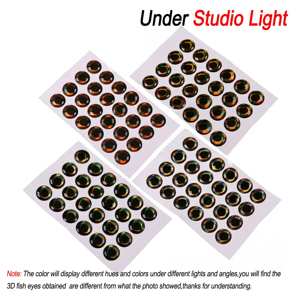 ICERIO 100 Uds. Ojos de pez holográficos 3D 4D para atado de moscas Streamer moscas Baitfish madera plástico señuelos de pesca de agua salada - imagen 5