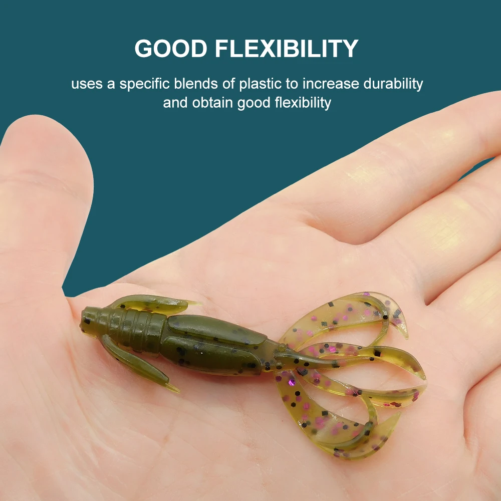 ESFISHING 10 Uds pequeño lubina Craw Crazy Flapper 60mm 2g Señuelos de pesca de plástico suave con sal y olor a olor cebo de silicona - imagen 2