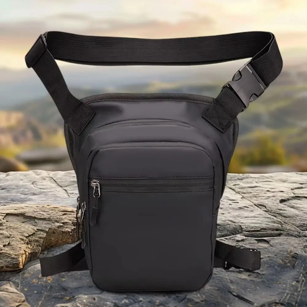 Bolsa de pierna caída para ciclismo de gran capacidad, riñonera multifunción de cuero PU con cremallera, bolsa de pecho de viaje duradera ajustable para senderismo - imagen 4