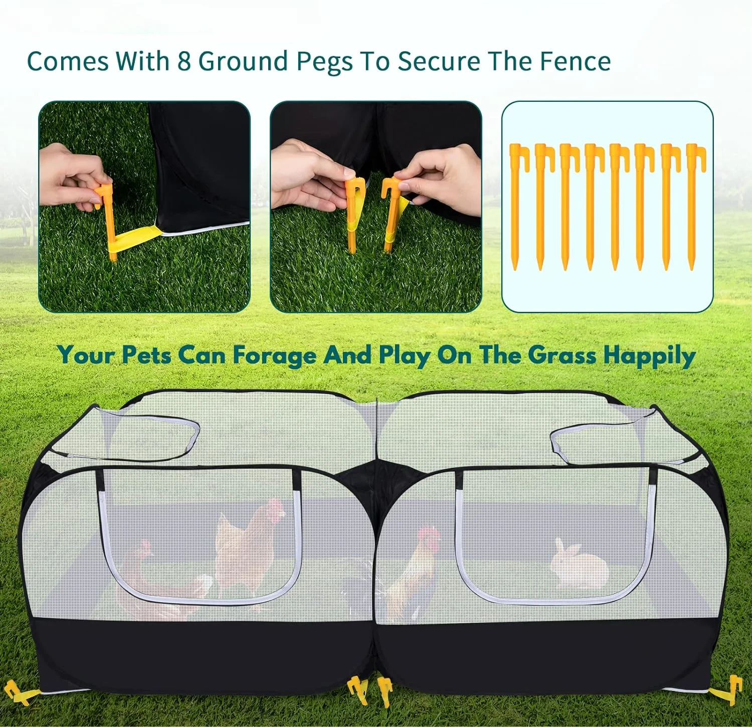 Corralito portátil para animales pequeños, jaula para mascotas, tienda de campaña para gatos, gallinero grande, paredes de malla transparente transpirable, recinto plegable para mascotas - imagen 4