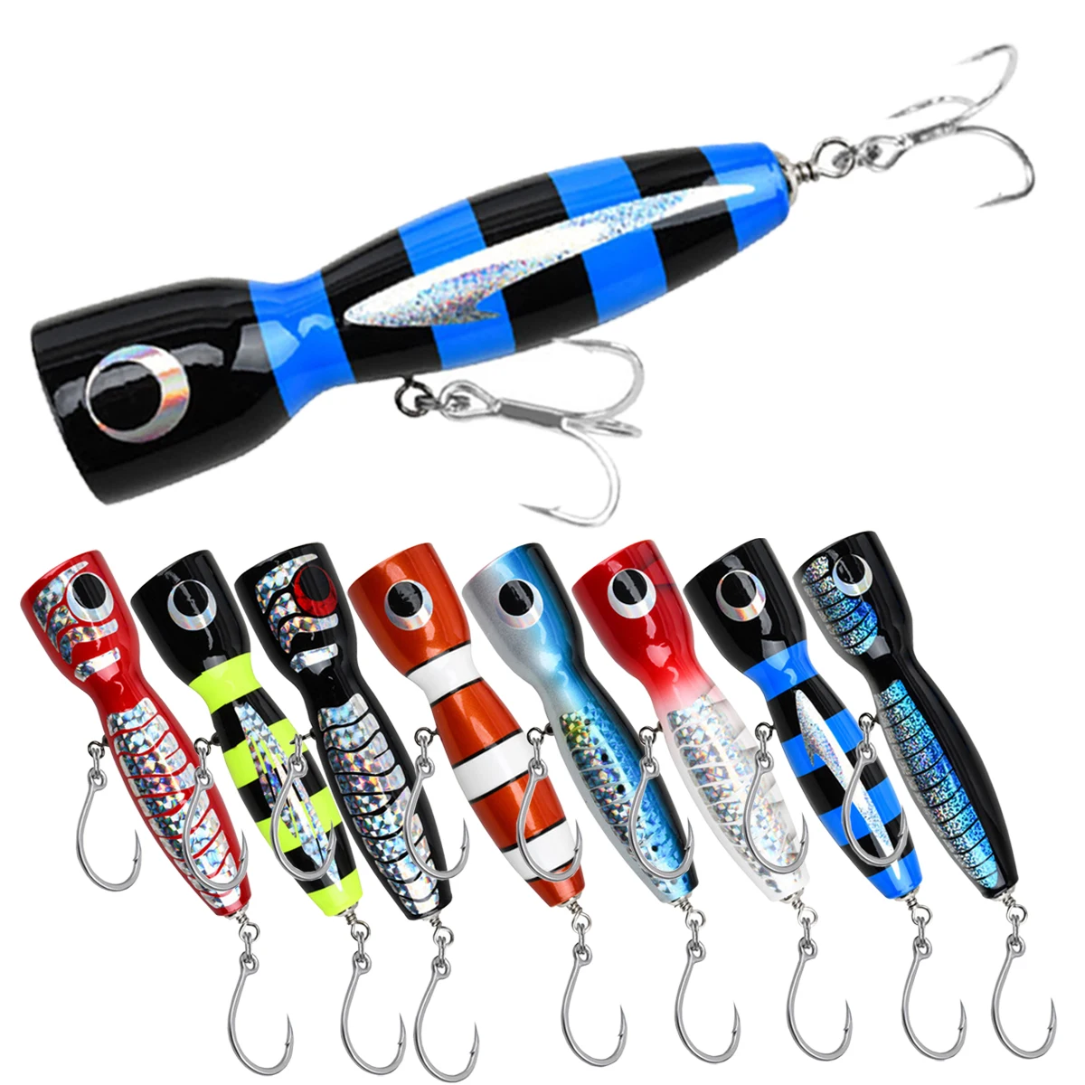 Topwater Big Popper Stickbait 19cm 120g señuelo de curricán de madera cebo de agua salada atún de aguas profundas Wahoo barco Señuelos de pesca aparejos - imagen 3