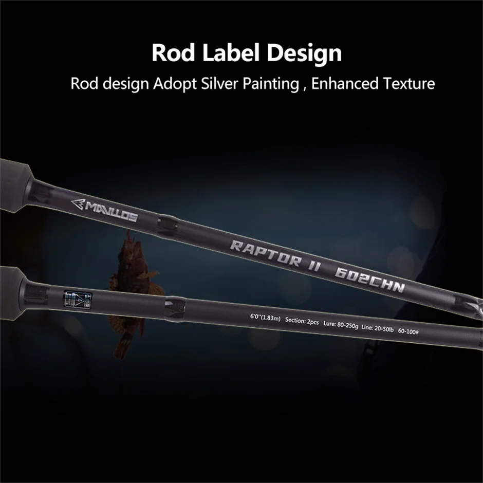 Caña de pescar de jigging de atún Mavllos RaptorII, señuelo 80-250 línea 20-50Lb punta de carbono caña de pescar de barco ultraligera cañas giratorias de fundición - imagen 5