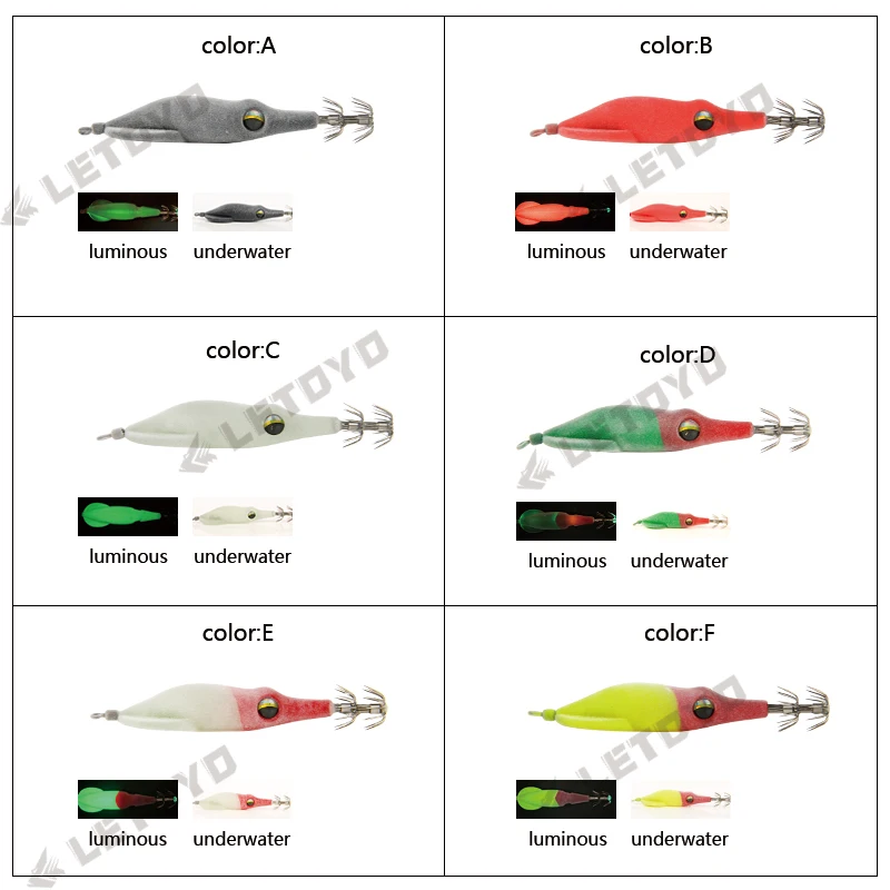 LETOYO 360 °   Giratorio Superficie blanda 2.5 #   Señuelo de calamar, cebo Artificial, plantilla de calamar para Webfoot, pulpo, sepia, señuelos de pesca de mar - imagen 4