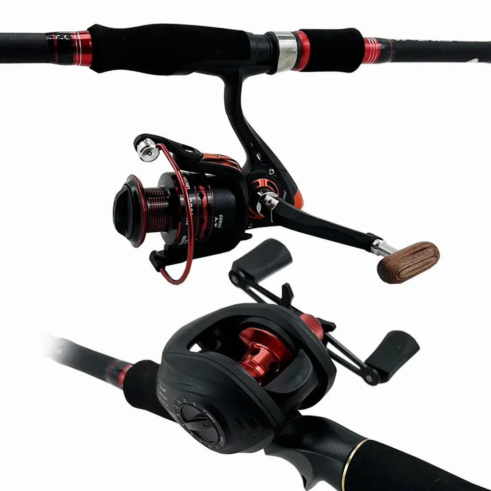 GHOTDA-Kit combinado de carrete de caña de pescar telescópica, Set de carretes giratorios de Baitcasting, equipo de pesca, Kit de señuelo Jigging, 1,8 M, 2,1 M, 2,4 M - imagen 3