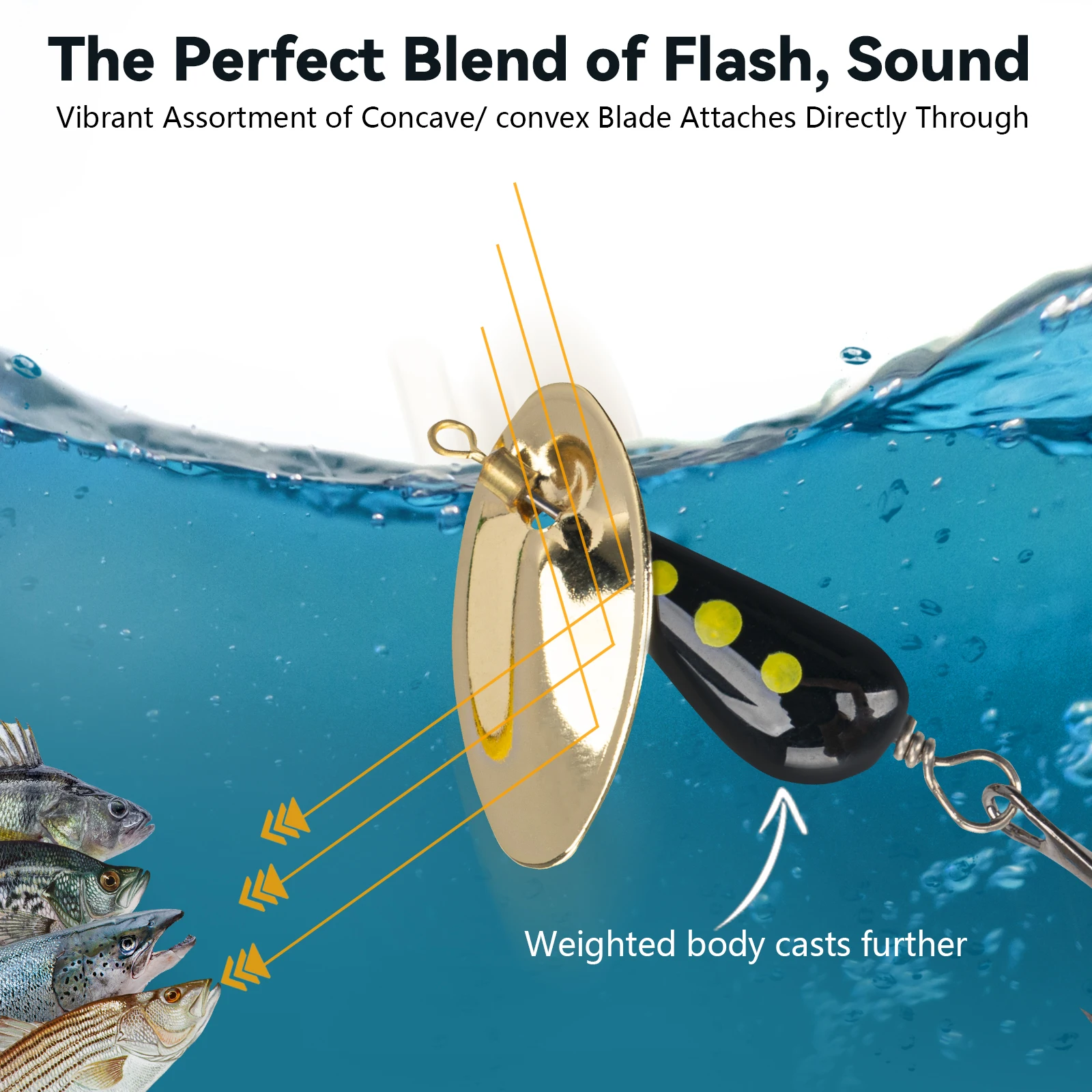 5 uds cuchara giratoria cebo de Metal señuelo de pesca para lubina trucha perca Pike 2,8g 4,7g 6,7g Spinner lentejuelas cebos de cuchara de tiro largo - imagen 3