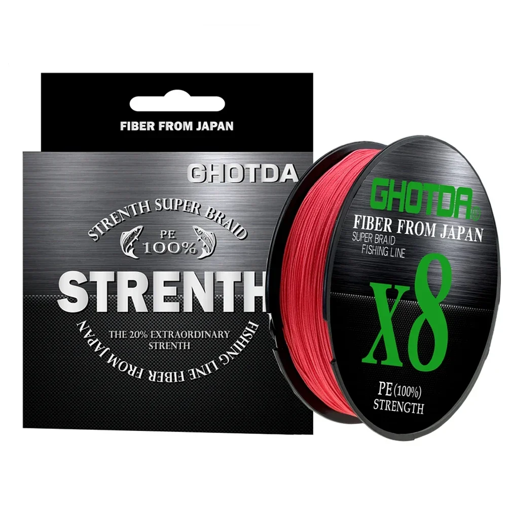 Línea de pesca de PE trenzada de 8 hebras GHOTDA Colorfast 0,6 # -8.0 # 100m 13-78 LB aparejos de pesca de alambre de carpa lejana de fundición de alta calidad rojo - imagen 5