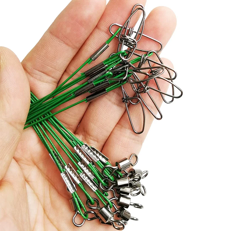 30 Uds. Línea líder de pesca en el mar de 1,0mm de diámetro 125LB 50cm línea de alambre de acero inoxidable de alta resistencia con giratorios y broches herramientas de pesca - imagen 5