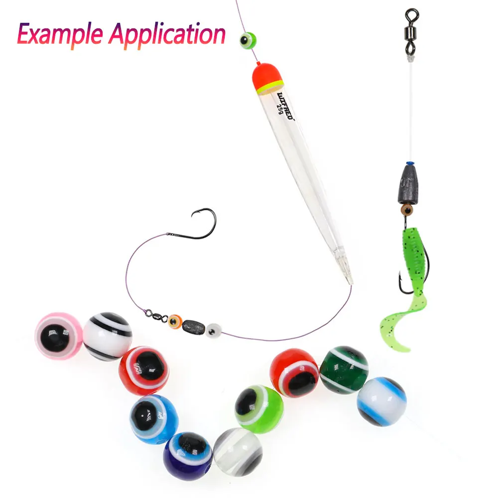 Bimoo 50 Uds 6mm ~ 12mm señuelo de pesca cuentas de ojo redondo cuentas de aparejo de pesca para aparejos de Texas Carolina Rigs Fluke Rigs Slip Bobber Rigs - imagen 4