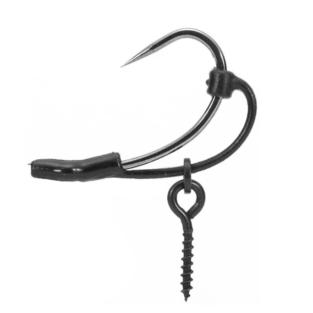 MNFT-Juego de 8 combinaciones de pesca de carpa, tubo de silicona suave negro y gancho de acero rico en carbono sin púas, accesorios para peces de fondo inverso - imagen 5