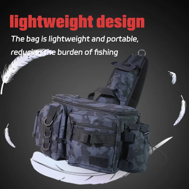 DEUKIO-mochila para equipo de pesca, caja de cebo, bolsa de almacenamiento para equipo, mochila de pesca para hombre con soporte para poste, bandolera - imagen 5
